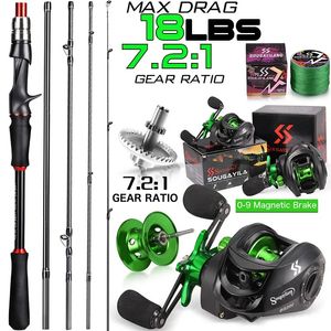 Sougayilang Fishing Rod Reel Combo 1821m Carbon Fiber Casting and 72 1 Speed Gear Ratio Max Drag 8kg for Bass Pike Pesca 240119