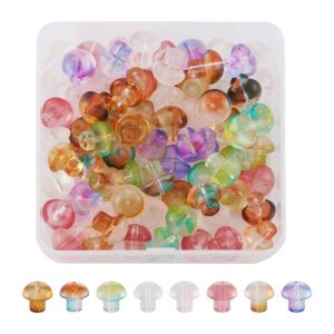 Kristal 80pcs DIY Bilezik Küpe Kolye Takı için Renkli Şeffaf Cam Mantar Boncukları Dekor Aksesuarları 13.5x13.5mm