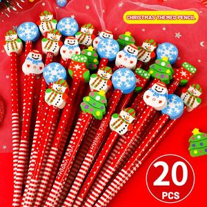 20pcs/lot kawaii noel kalem sevimli karikatür erazer kafa kalemi Noel hediyeleri okul malzemeleri taslak yazma çizme kırtasiye 240122