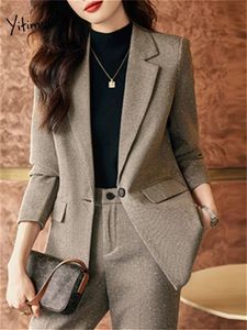 Yitimuceng Office Ladies Two Piece Sets Womens Outifits Turn Down Collar Single Button Blazer Casual High Waist Pant Suits 240124