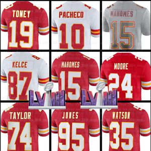 2024 Yeni Patrick Mahomes Kansases City Football Chiefes Formaları Travis Kelce Jawaan Taylor Charles Omenihu Pacheco Nick Bolton Chris Jones Justin Reid Carlos Dunla