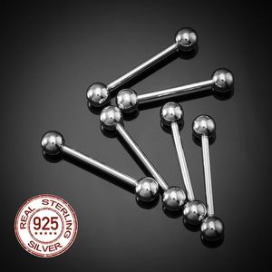 1PC 925 Sterling Silver Tongue Piercing Rings Barbell for Women 16mm Nipple Ring 14G Hypoallergenic Fine Jewelry 240127