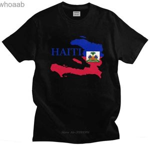 Erkek Tişörtler Serin Mens Haiti Harita Bayrak Tişört Kısa Kollu Yuvarlak Neck Pamuk Tişört Yaz Tees artı Boyut Giyim Casua Moda T-Shirt 240130