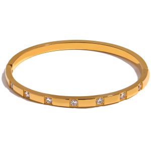 Стильный браслет из желтого золота 14 карат с кубическим цирконием, браслет на запястье, водонепроницаемые украшения для женщин, очаровательный модный браслет