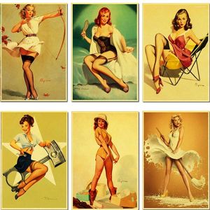 Resimler pin up kızlar güzel retro poster vintage duvar dekoru için ev bar kafe kişisel oda