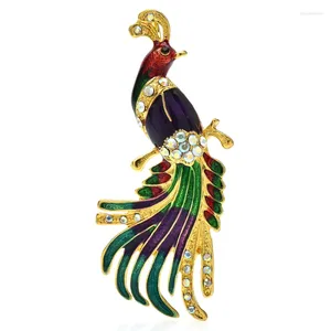 Броши Wulibaby, эмалированная птица Феникс для женщин, унисекс, классическая красота, фея, животное, вечерние, офисная брошь, булавка, подарки