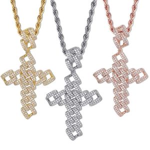Ожерелья с подвесками, кубический цирконий, ромб, большой крест, подвески, ожерелье для мужчин, подарки, блестящие ювелирные изделия в стиле хип-хоп162q