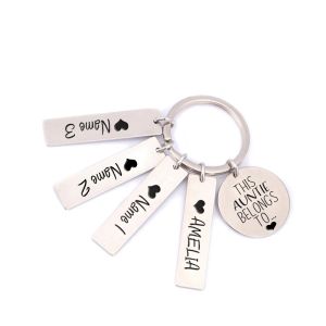 Anelli questa zia appartiene a Nuova portachiavi personalizzati di moda incisa Nome personalizzato Penderant Set Key Ring Polti