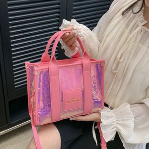Большая вместительная сумка, новая корейская повседневная сумка Ins, женская сумка с блестками ярких цветов, тренд 2024 года, новый дизайн, мода, скидка 78% в магазине оптом