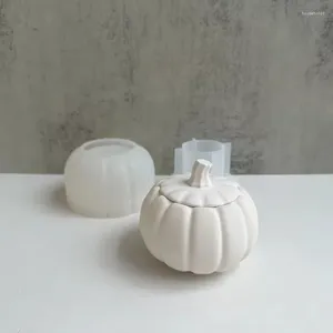 Strumenti artigianali Barattolo di zucca con coperchio Stampo in silicone Scatola portaoggetti per gioielli di Halloween Vaso da fiori artigianale in resina epossidica fatto a mano fai-da-te