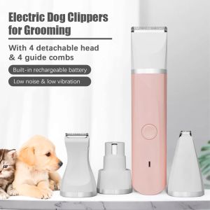 Clippers 4 In 1 Pet Electric Saç Klipsi Köpek Tımarlama Düzeltici Tırnak Tırtı Saç Kesme Makinesi Evcil Hayvan Dükkanı Küçük Orta Kedi Köpekleri