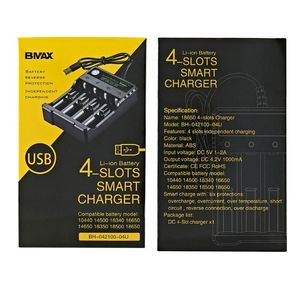 Bmax Pil Şarj Cihazı Dört oluk USB Lityum Pil 3.7V Şarj Cihazı Piller için uygun 18650 14500 16340 18350 18500