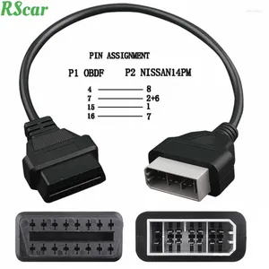 Nissan için en son 14 pin OBD1 ila 16 OBD2 teleferik teşhis konnektörü 14pin 16pin obdii adaptörü