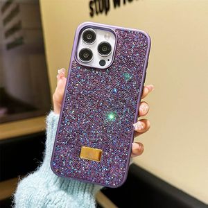 iPhone 15 Pro Max Designer Bling Phone Case for Apple 14 Plus Huawei Mate 60 Luxury Rhinestone Diamond Glitter Mobile Back Cover Sparkling Coque Funda Midnight Purple