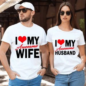 Kadınlar T-Shirt Ben harika karısı kocası tişörtleri seviyorum Balayı Çift Kıyafetler Çiftler Yıldönümü Hediyeleri Erkek Kadın Tee Sesli 240130