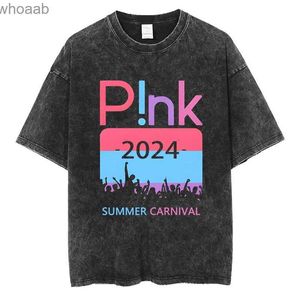Мужские футболки Music Singer Tour P!nk SUMMER CARNIVAL 2024 Футболка с фанатами Качественный хлопок Мужская женская одежда Рок-розовые футболки с короткими рукавами с рисунком 240130