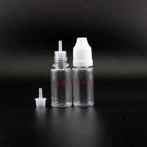 Garrafas conta-gotas de plástico PET 10ML 100 Pçs/lote com tampas de segurança à prova de crianças e mamilos altamente transparentes podem espremer têm tampas de arco-íris XBGF