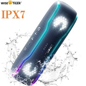 WISETIGER Bluetooth Ser Outdoor IPX7 Waterproof 25W BT53 Loudser Stereo Surround with Cool Pulsing EQ Lights 240125