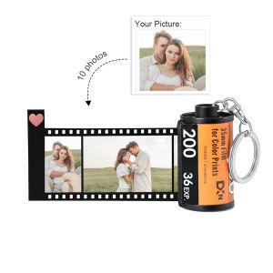 Chains 10pcs Photos Film Roll keychain DIY Photo Text Albums Cover Keyrings Custom Memorial Christmas Days Gift Lover Present Jewelry