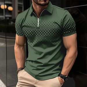 Летняя мужская рубашка-поло с коротким рукавом, футболка с отложным воротником, деловые повседневные рубашки на пуговицах, мужская одежда для гольфа больших размеров 240130