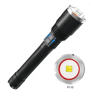 Фонарики Sobaldr High Power Led Torch Light Перезаряжаемые мощные уличные фонари 26650 18650 XHP110 Strong Lumen Black