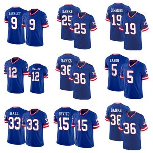 Erkekler New'oyork''giants''''Darren Waller Jacob Eason Deonte Banks Blue Classic Ed Jersey