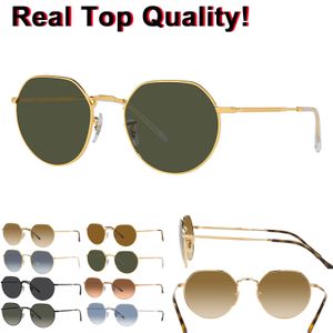 Moda eyeyglasses jack güneş gözlükleri kadınlar erkek smetal hexagon güneş gözlüğü vintage güneş gözlükleri UV400 koruma cam lensler deri kasa ve perakende paketi