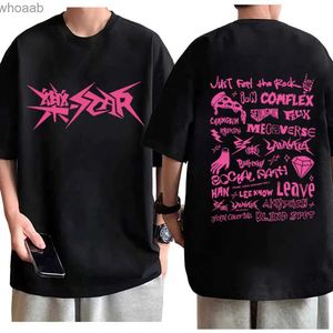 Erkek Tişörtler Kpop Stray Kids Müzik Albümü Rock Yıldız Grafik Tişörtleri Yüksek Kaliteli Moda Büyük Boy Tişörtleri Erkek Kadınlar Günlük Hip Hop T-Shirt 240130