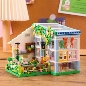 Bloklar Çiçek Evi Peri Masalı Kasaba Binası Oyuncaklar DIY Mini Ldren'in Kızlar İçin Eğitim Oyuncak Kidsvaiduryb