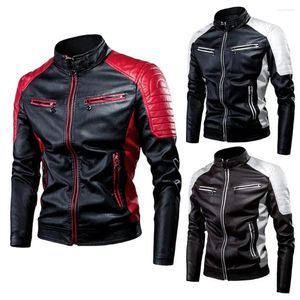 Vestuário de motocicleta masculino outono casual jaqueta de couro vintage casaco primavera roupa design motor motociclista bolso pu