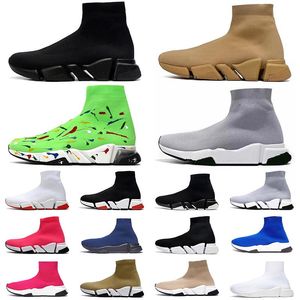 Toptan Çorap Ayakkabıları Erkek Kadın Beyaz Siyah Bej Pembe Açık Dantel Neon Sarı Çorap Hız Koşucu Eğitmenler Düz Platform Moda Spor ayakkabıları Sıradan Büyük Boyut