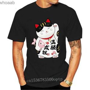 Erkek Tişörtleri Yeni Japonca T Shirt Maneki Neko Lucky Cat Kawaii Anime Sevgililer Hediyeleri Kadın Erkekler 240130