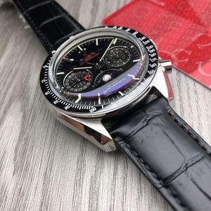 Tasarımcı Speedmaster Erkekler İçin İzle Yüksek Kaliteli Mekanik Hareket Uhren Safir Deri Kayış Kronograf Saatler Bilek saati Moonphase Montre SRC'ler