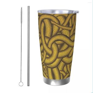 Стаканы Yayoi Kusama, желтое золото, стакан со змеей, кофейные чашки с вакуумной изоляцией, фляга, уличная кружка, защита от разливов, 20 унций