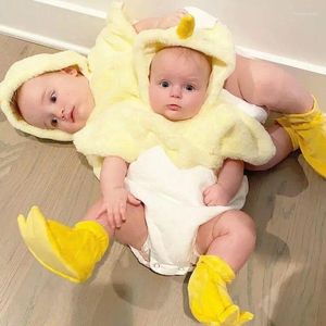 Комбинезоны для маленьких мальчиков и девочек, костюм курицы с короткими рукавами, плюшевый комбинезон на застежке, одежда для младенцев Born Chick Egg