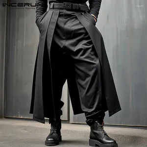 Erkekler Pantolon Incerun 2024 Kore tarzı pantolonlu katmanlı tasarım pantalonlar gündelik moda gevşek geniş bacak uzun S-5XL