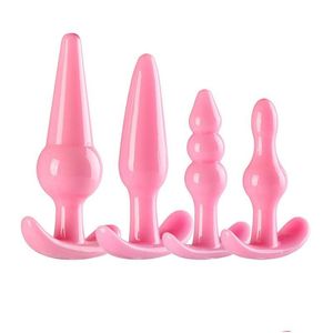 Bacak Masajcıları Oyuncak Masr Anal Kadın 4pcs/Set Yumuşak Sile Anüs Oyuncaklar Popo Tapaları Kadın Mastürbatör Damla Teslimat Sağlık Güzellik Masajı DH0SJ