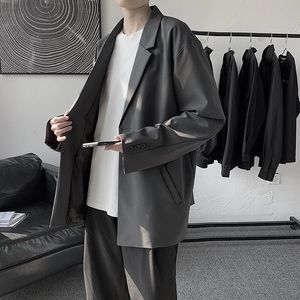 Blazers Men Casual Solid Color Loose Long Sleeve Suit Jacket Streetwear for Male Daily Outerwear Autumn Suits Tops Chic 240124