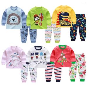 Giyim Setleri Sonbahar Toddler Erkek Kız Pamuk Pijamalar Set Bahar Karikatür Uzun Kollu Tişört Kıyafet Bebek Kıyafetleri 1 2 3 4 5