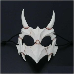 Parti Maskeleri Japon Ejderha Tanrı Maskesi Çevre Dostu Cosplay Props Unisex Cadılar Bayramı Hayvan Tiger Erkekler İçin Doğal Reçine Kadın Adt X0803 DHCWE