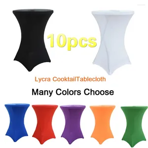 Masa Bezi 10 PCS Yuvarlak Kokteyl Masa Düğün Spandex Kapak Overlay El Mariage Beyaz Masa Dizyaları Polyester