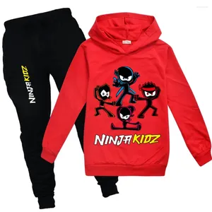 Giyim setleri ninja kidz çocuk butik toptan pamuklu kıyafetler kızlar tshirt pantolon takım elbise okul erkek kıyafeti bebek çocukları hoodies