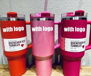 US LAGER Limited Edition THE QUENCHER H2.0 40OZ Tassen Cosmo Pink Parade Tumblers Isolierte Autobecher Termos Valentinstagsgeschenk Pink Sparkle GG0131