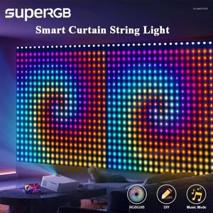 Strings 2Pcs Smart Curtain Light App DIY Picture Text Led Display RGB String Bluetooth Control Lights