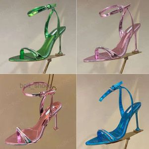 Tasarımcı Elbise Ayakkabı 2024 Bayanlar Sandalet Yüksek Topuklu Moda Rhinestone Bir kelime Pinty Toe Açık 10.5 cm Seksi Kokteyl Ofis Kariyer Düğün