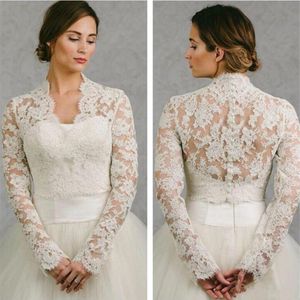 Bhldn 2019 düğün sargısı dantel ceket beyaz fildişi aplike ucuz uzun kollu gelin ceket bolero omuz silkme artı beden gelinlik sarar 216Q