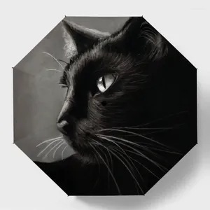 Зонты Черная кошка, мужской модный креативный автоматический 3 складной солнцезащитный зонт с УФ-защитой Sombrinha