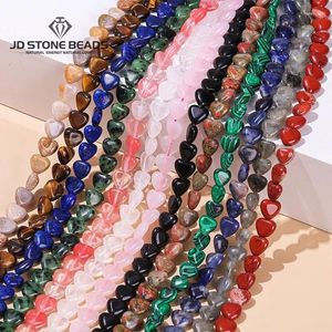 Gevşek değerli taşlar 12mm doğal kaya kuvars florit lapis lazuli kalp şekli boncuk jasper için jewerly yapım kolye aksesuarı 32pcs