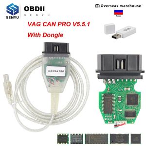 Scanner profissional vcp sw v5.5.1 para vag can pro, ferramenta de diagnóstico ftdi ft245rl obd2 bus uds k-line odis ecu programador