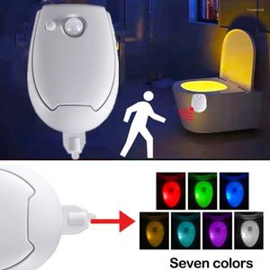 Gece Işıkları Hhlzyh Pir Hareket Sensörü Tuvalet Işık LED Tuvalet lambası 8 Renkler Banyo için Kaplama